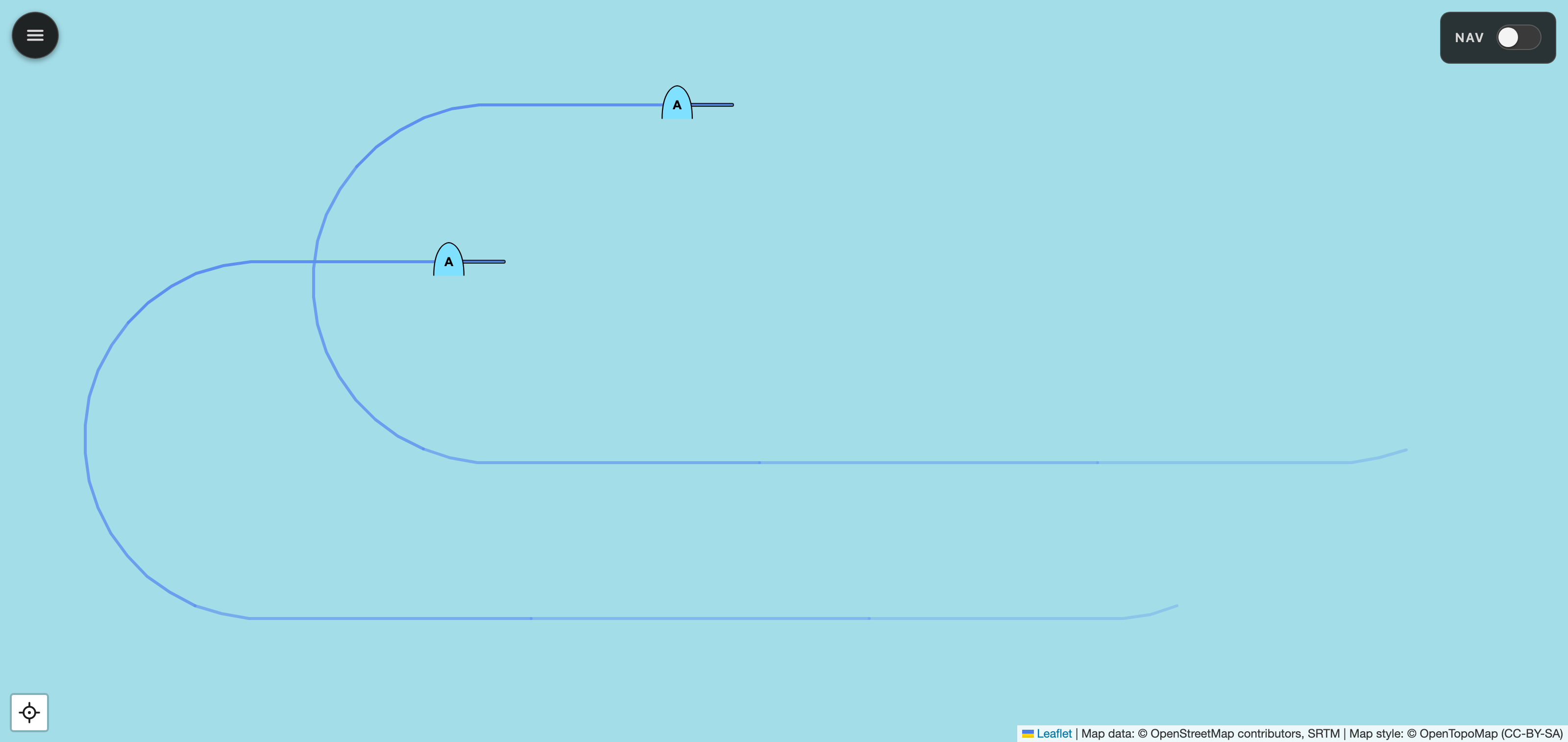 Two Hornets flying a racetrack orbit, each with a short direction-vector stub and a fading motion trail tracing the oval flight path behind it.